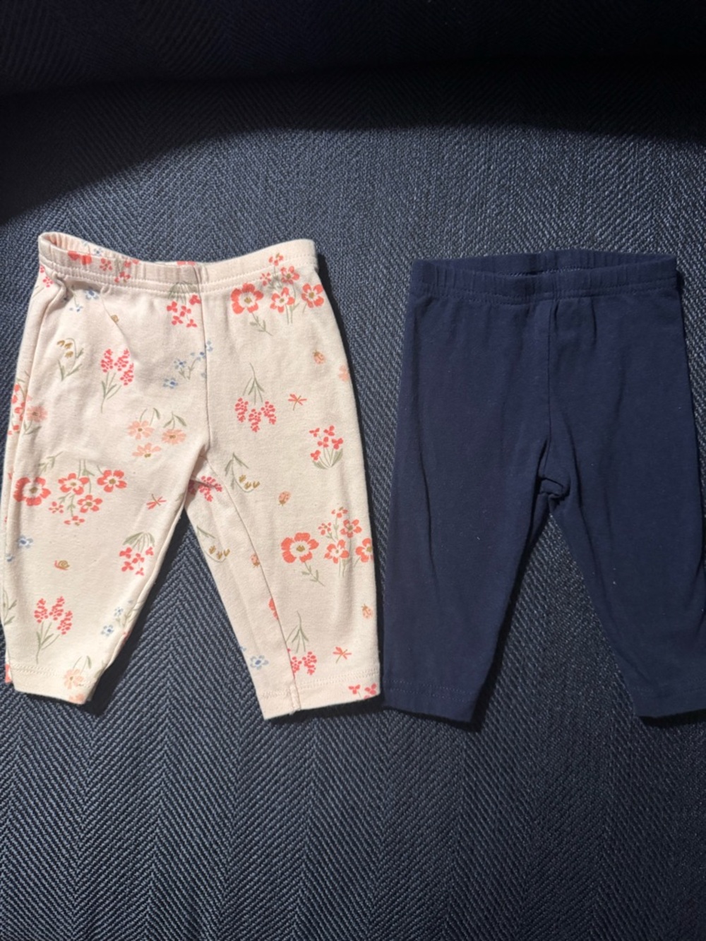 Carter’s 6 Month Baby Girls Floral Pink Leggings & Navy Knit Leggings - 2-Pack